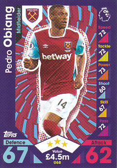 Pedro Obiang West Ham United 2016/17 Topps Match Attax Extra  #U68